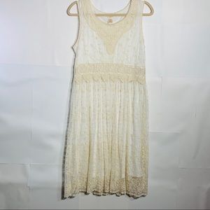 Sundance BOHO Lace Crochet Lined Pom Pom Trim